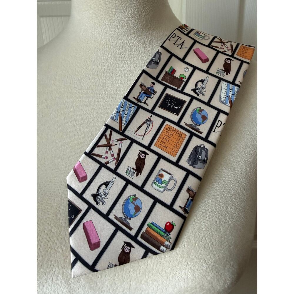 Museum Artifacts Teacher Neck Tie 100% Silk School Educator Professor Principal